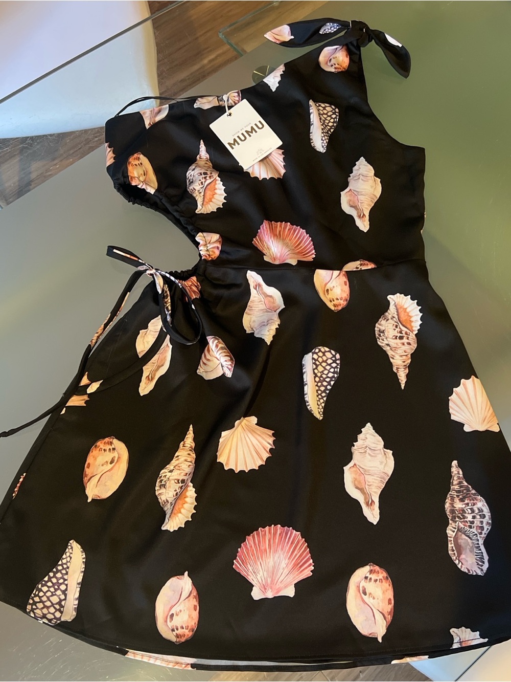 Show Me Your MuMu Shell-Print Tie-Shoulder Dress